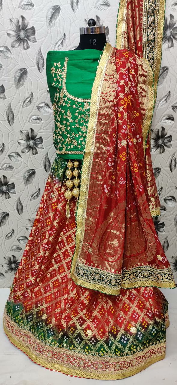 Kayatri Handmade Bandhej Original Ghatchola Zari Checks Lehenga