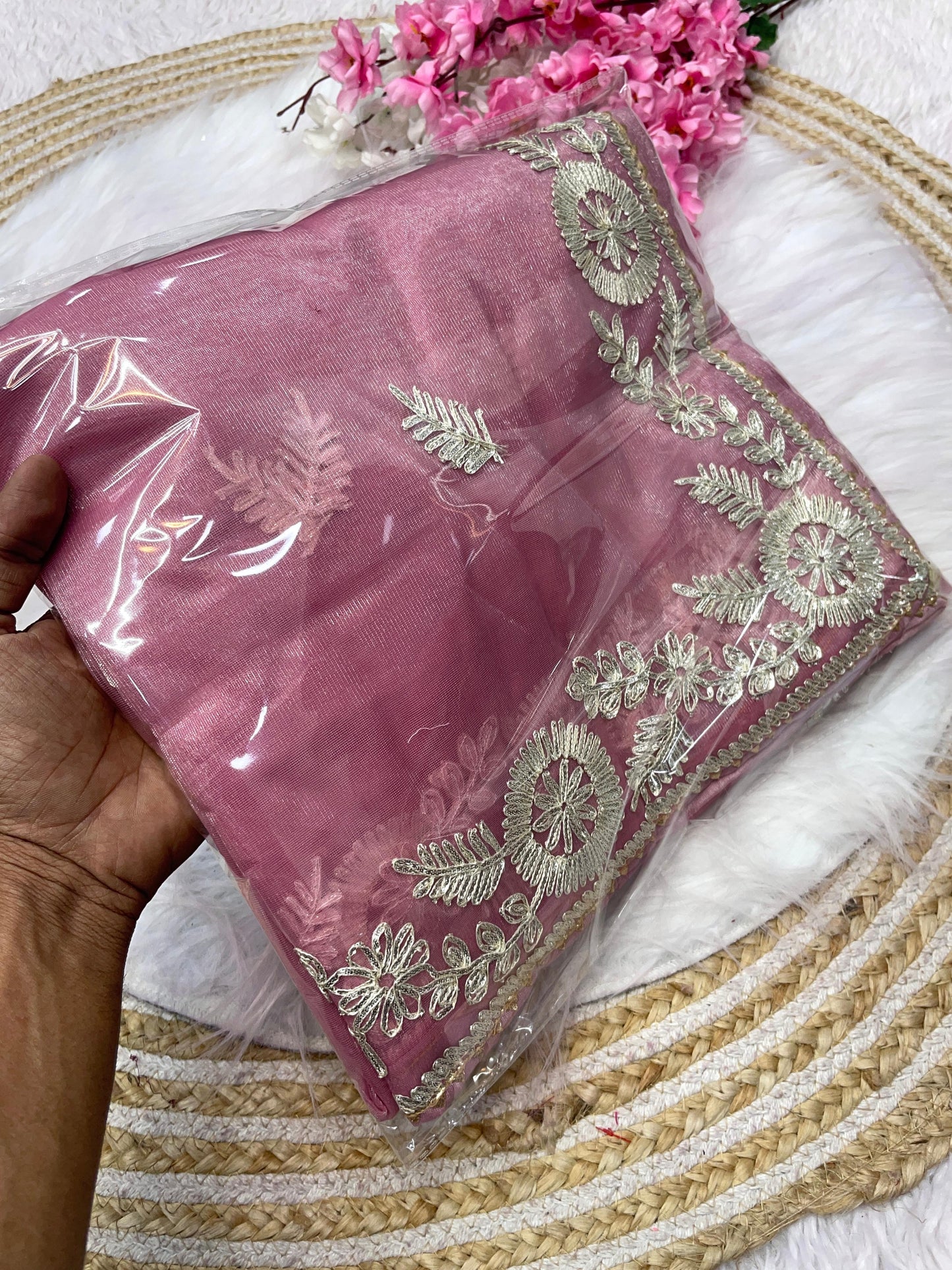 Kayatri New Soft Chinon Fabric Embroidery Work Saree
