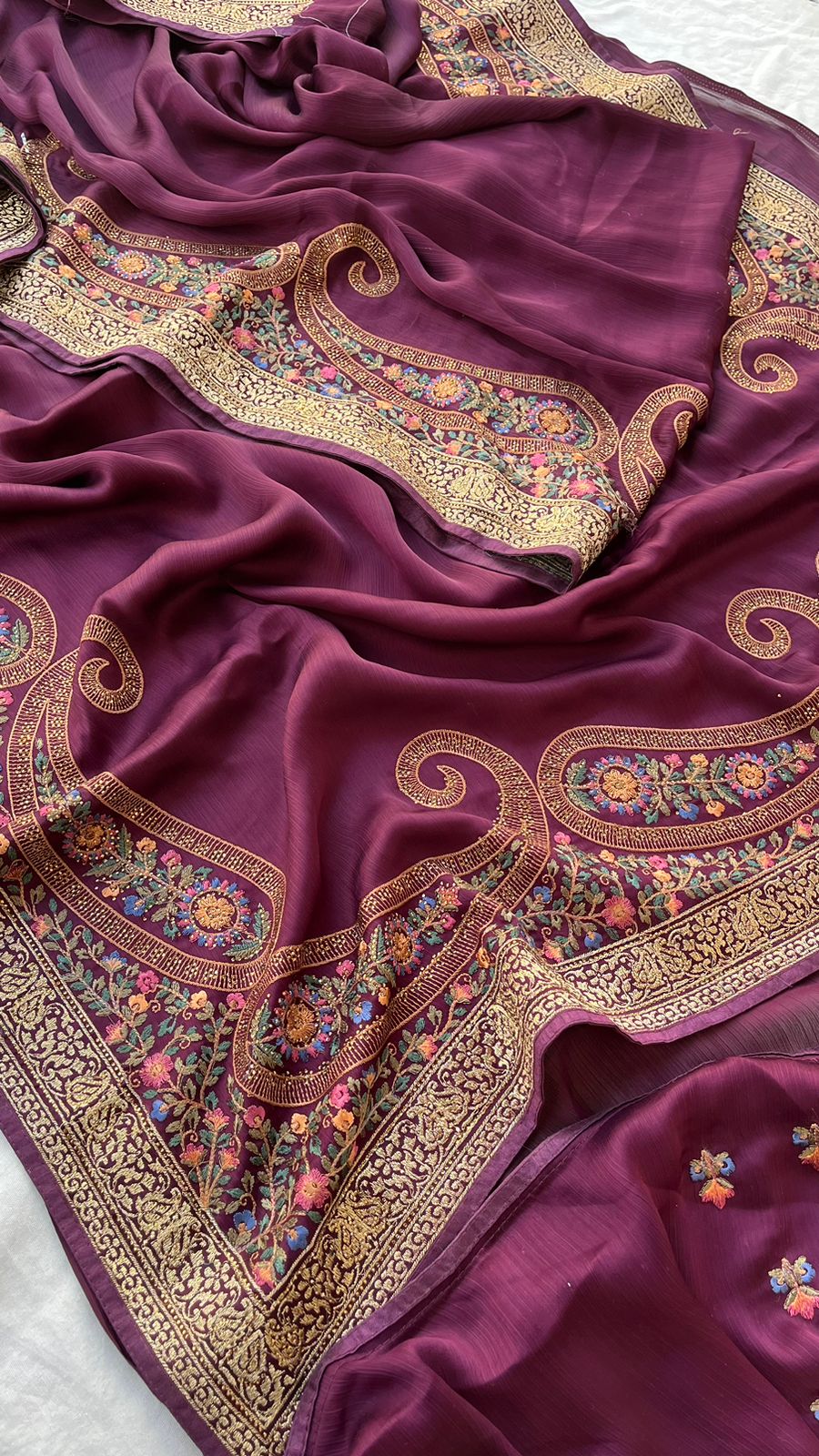 Kayatri New Synthetic Chinon With Embroidery Work Saree