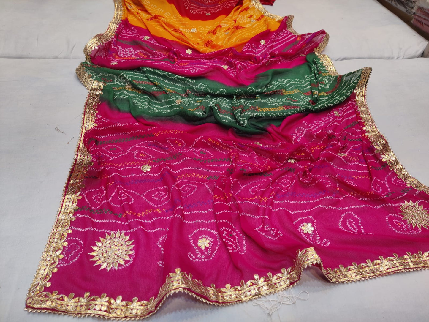 Kayatri New Moss Chinon Pachrangi Saree