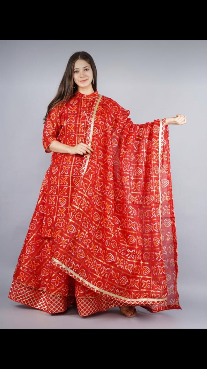 Kayatri New Rajasthani Bandhej Ghatchola Lehenga
