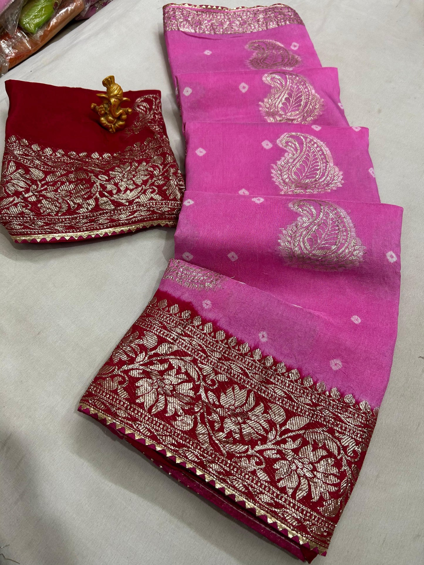 Kayatri New Pure Russian Keri Dola Silk Gulti Bandhej Saree