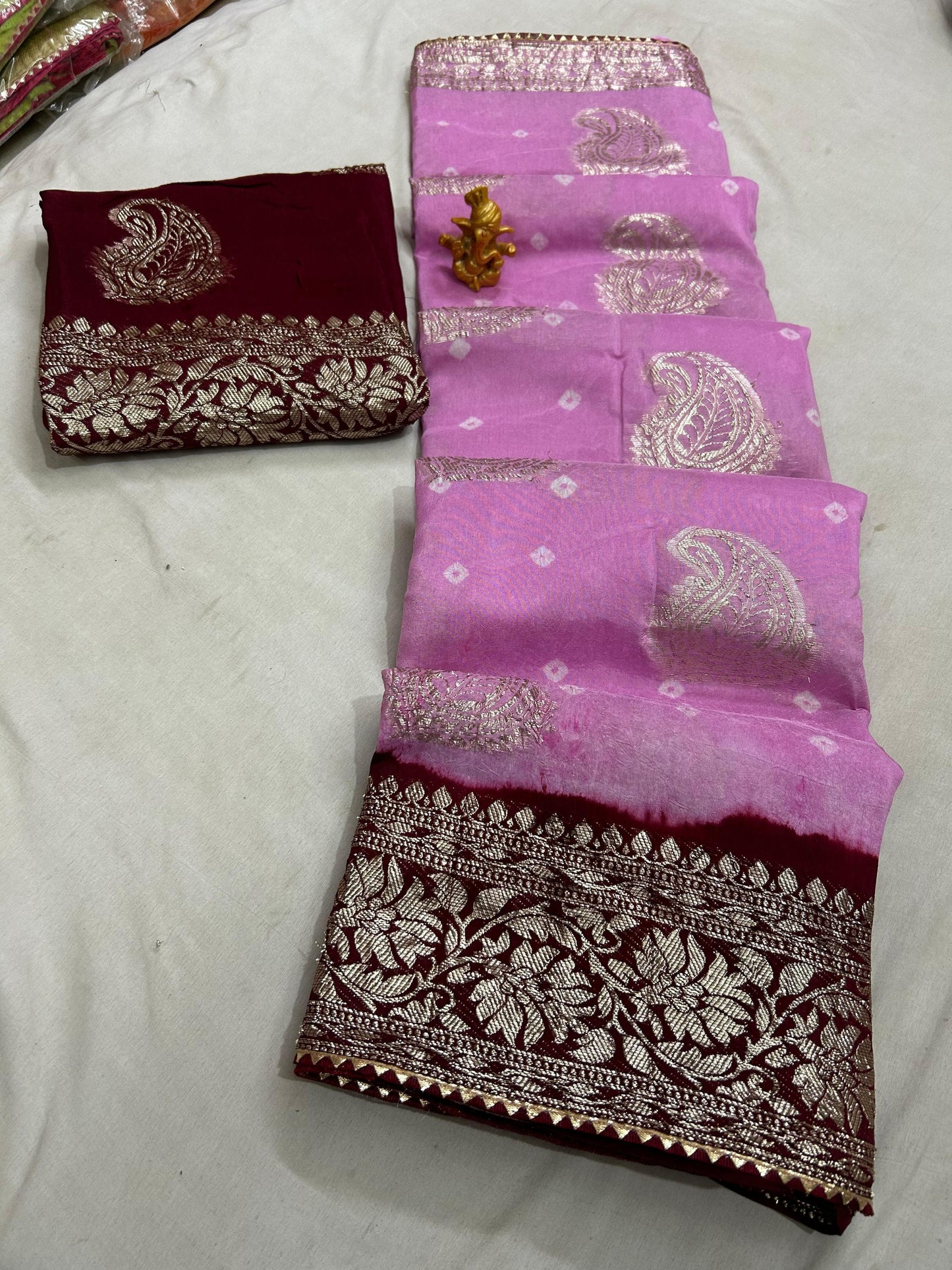 Kayatri New Pure Russian Keri Dola Silk Gulti Bandhej Saree