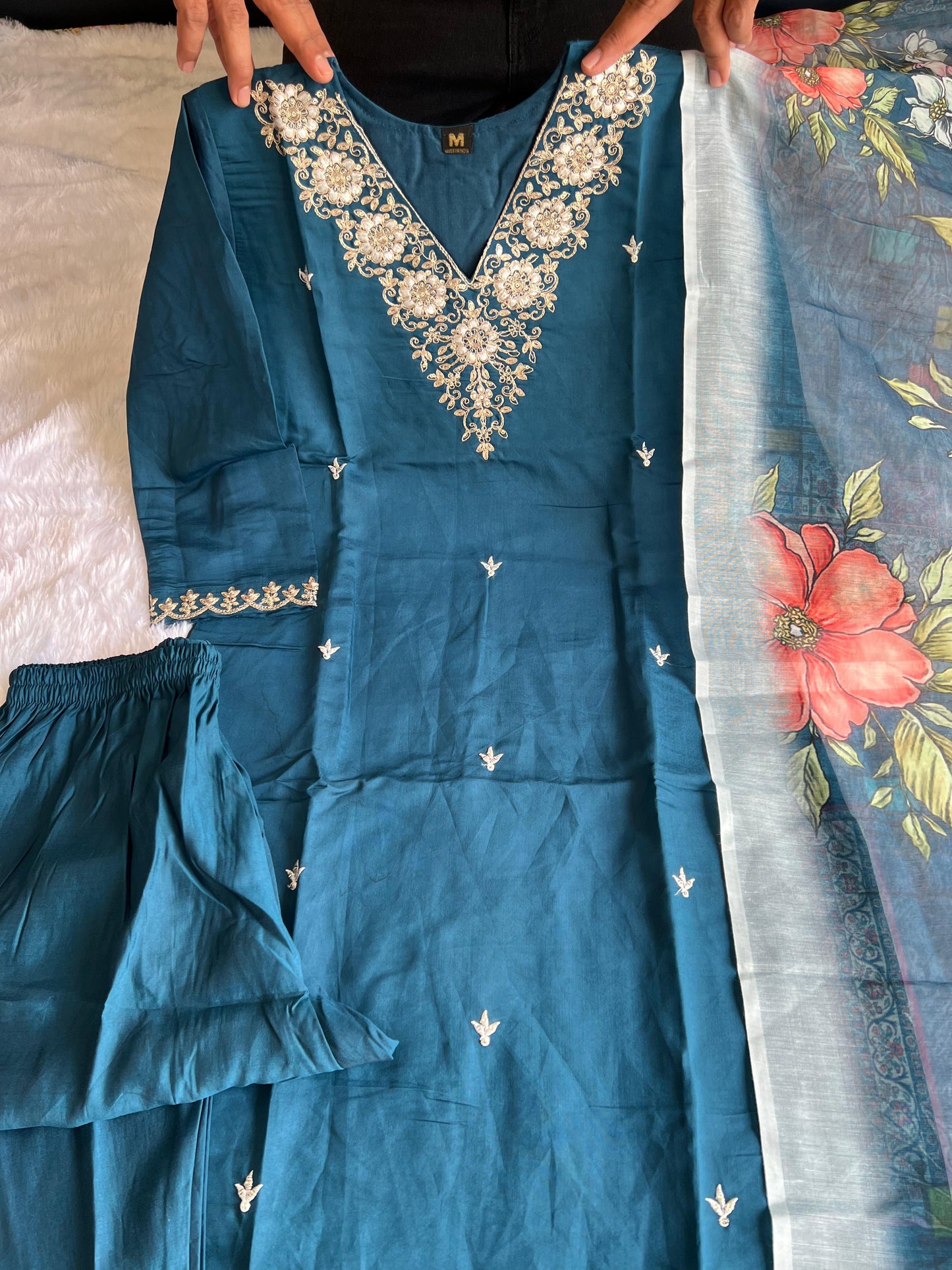 Kayatri New Designer Roman Silk Embroidery With Sequence Work Saree