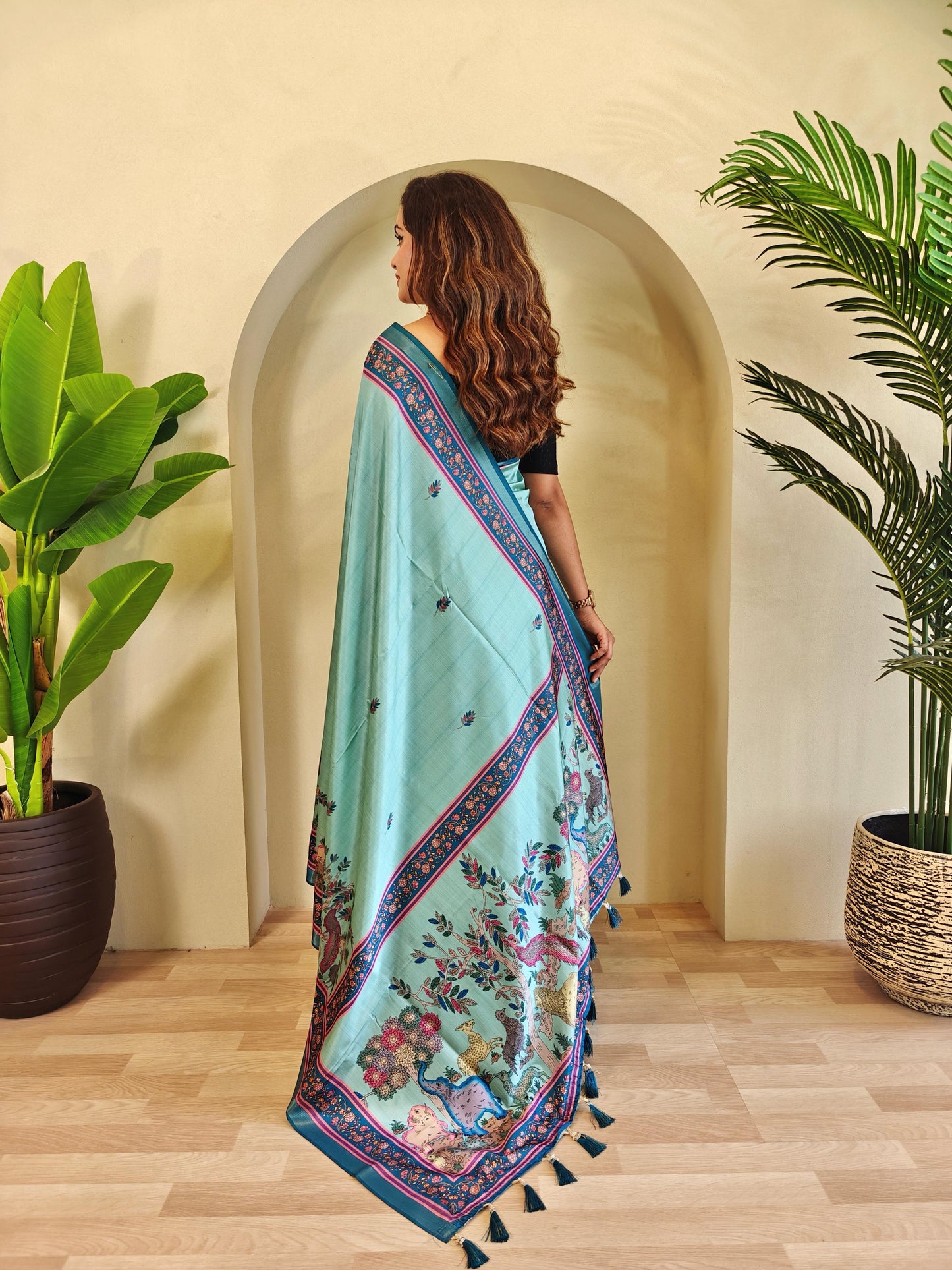Kayatri Beautiful Kalamkari Digital Print Saree