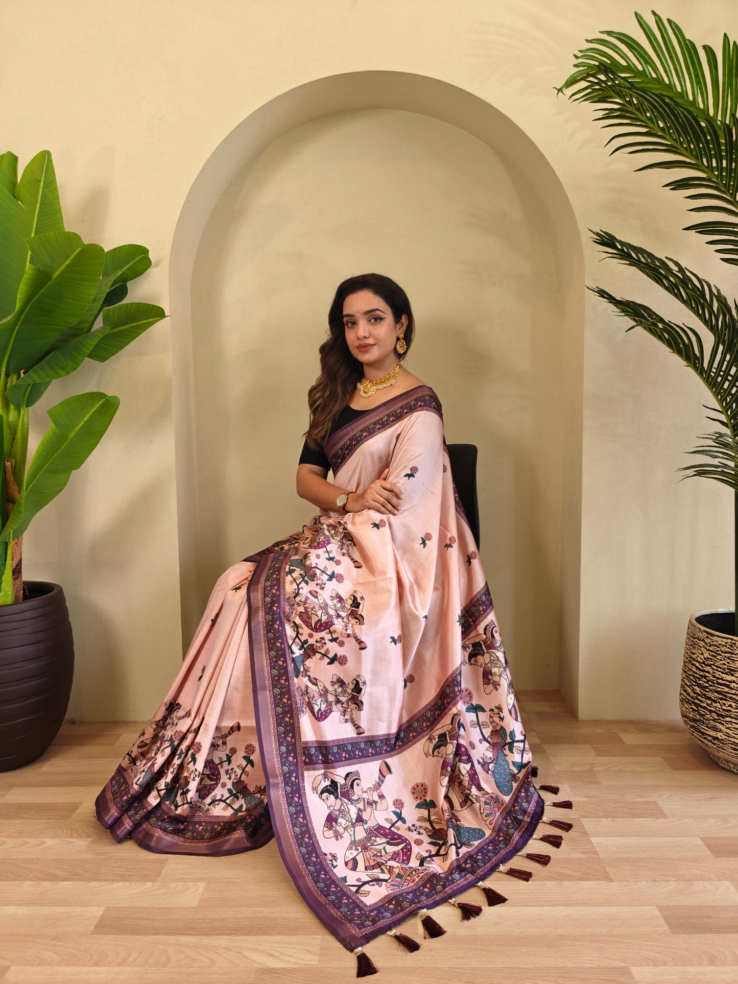 Kayatri Beautiful Kalamkari Digital Print Saree