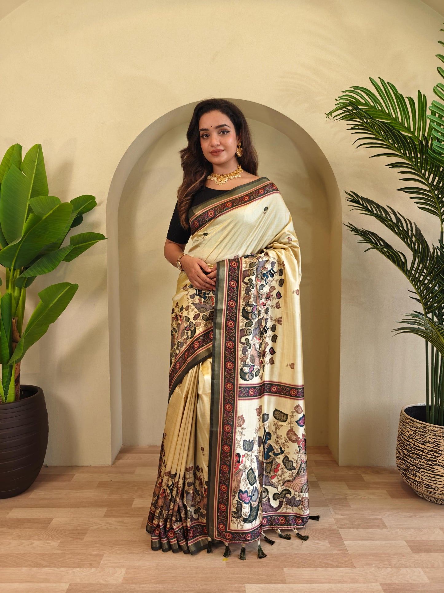 Kayatri Beautiful Kalamkari Digital Print Saree