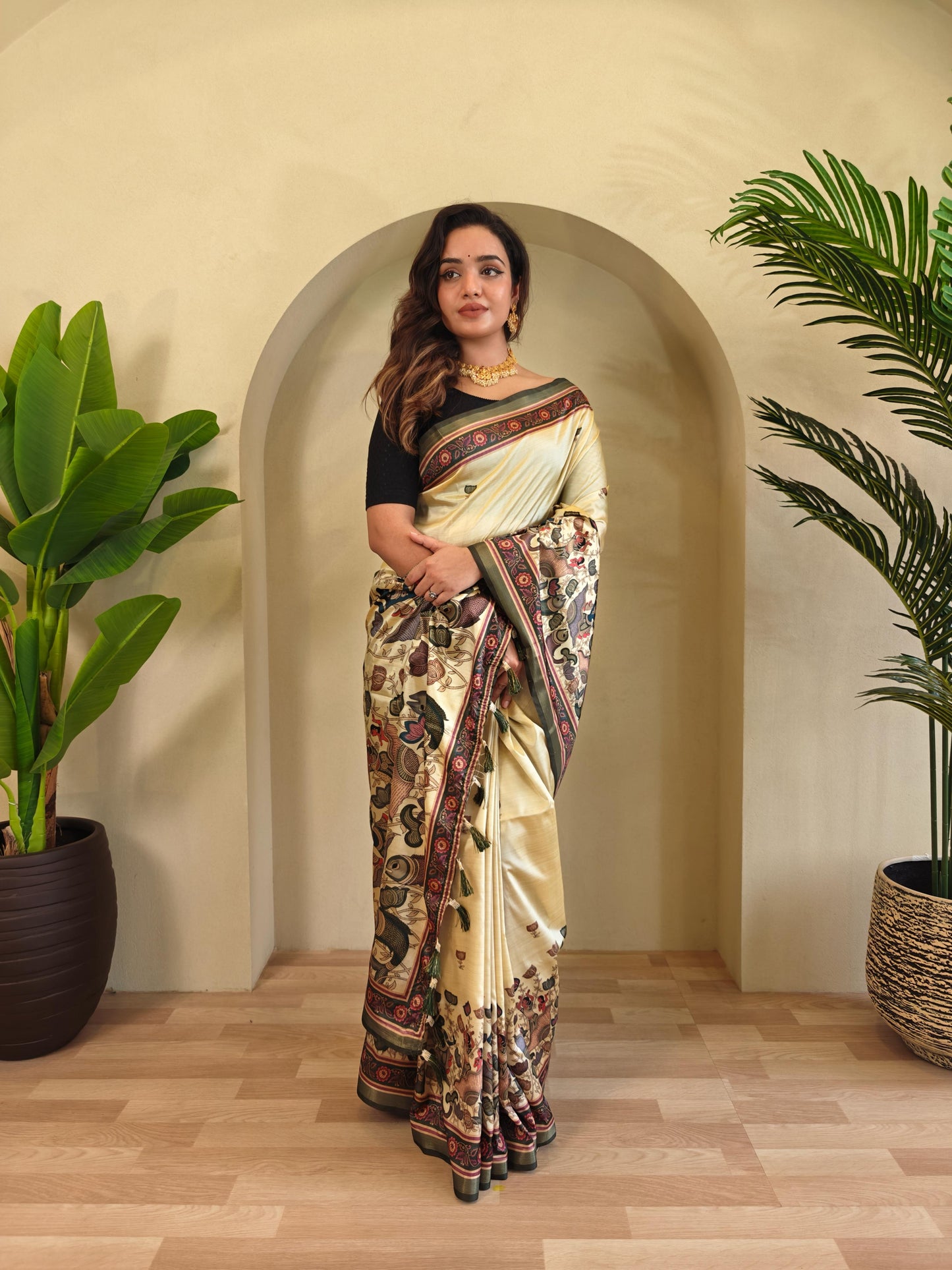 Kayatri Beautiful Kalamkari Digital Print Saree