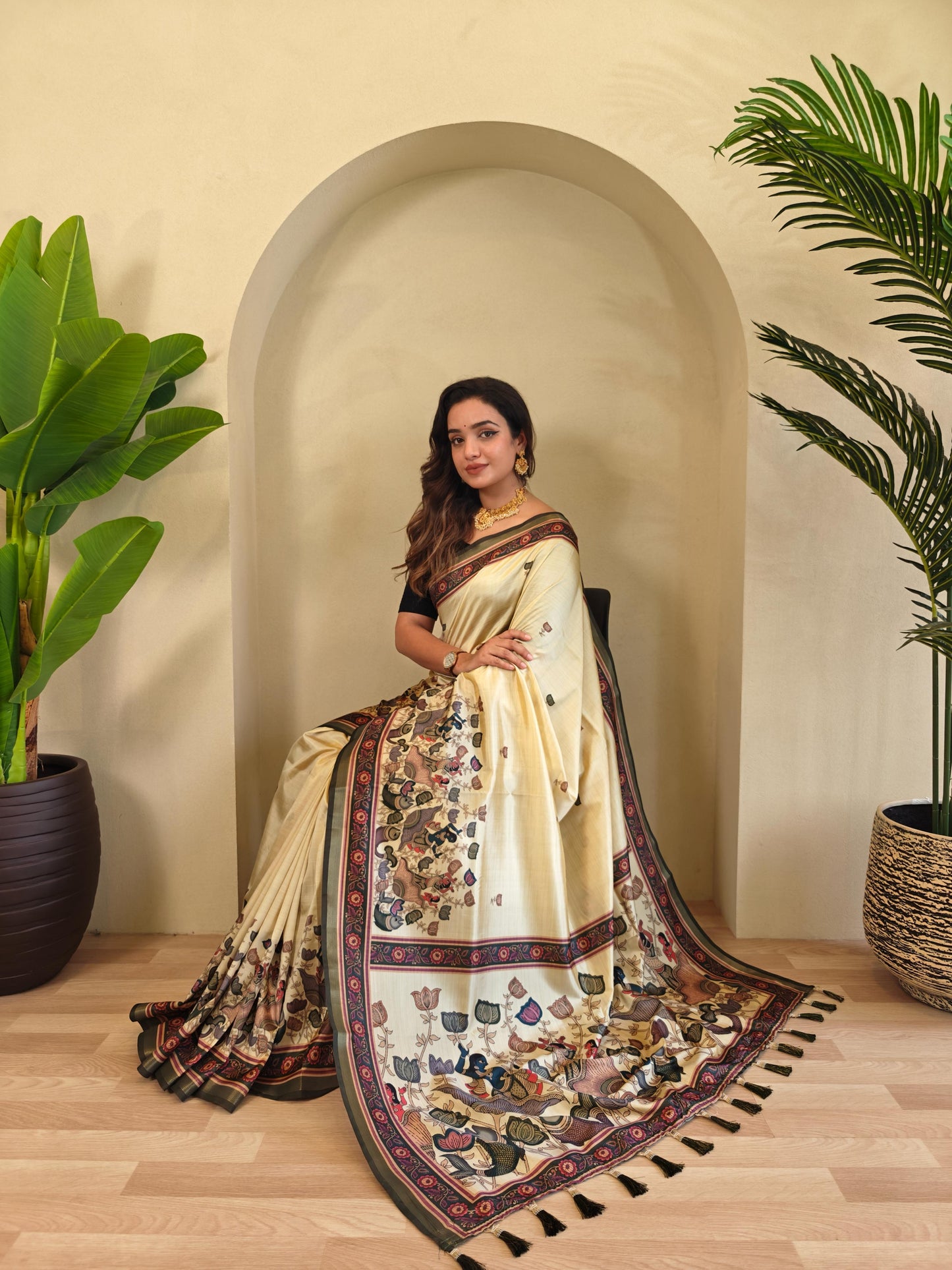 Kayatri Beautiful Kalamkari Digital Print Saree