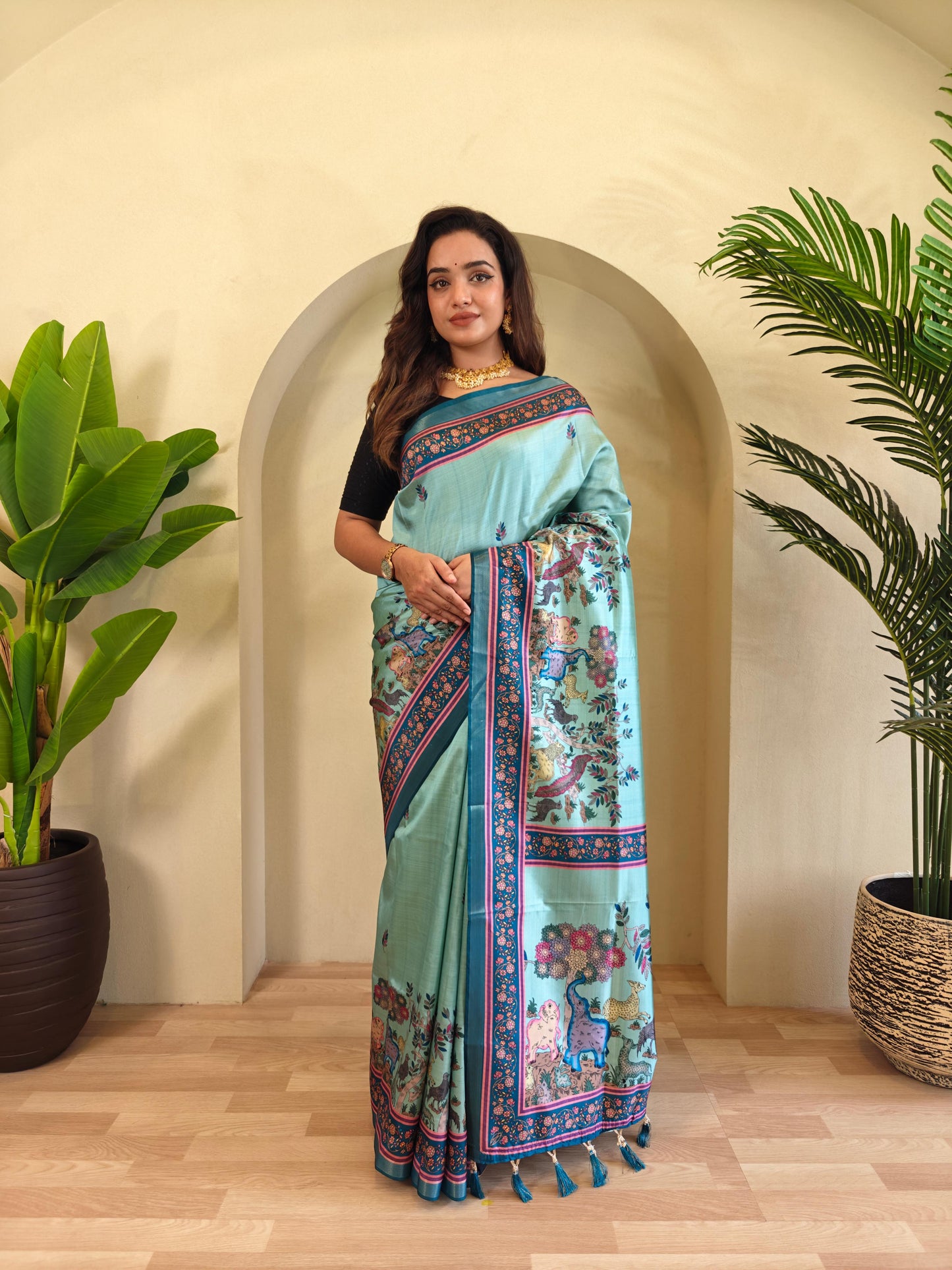 Kayatri Beautiful Kalamkari Digital Print Saree