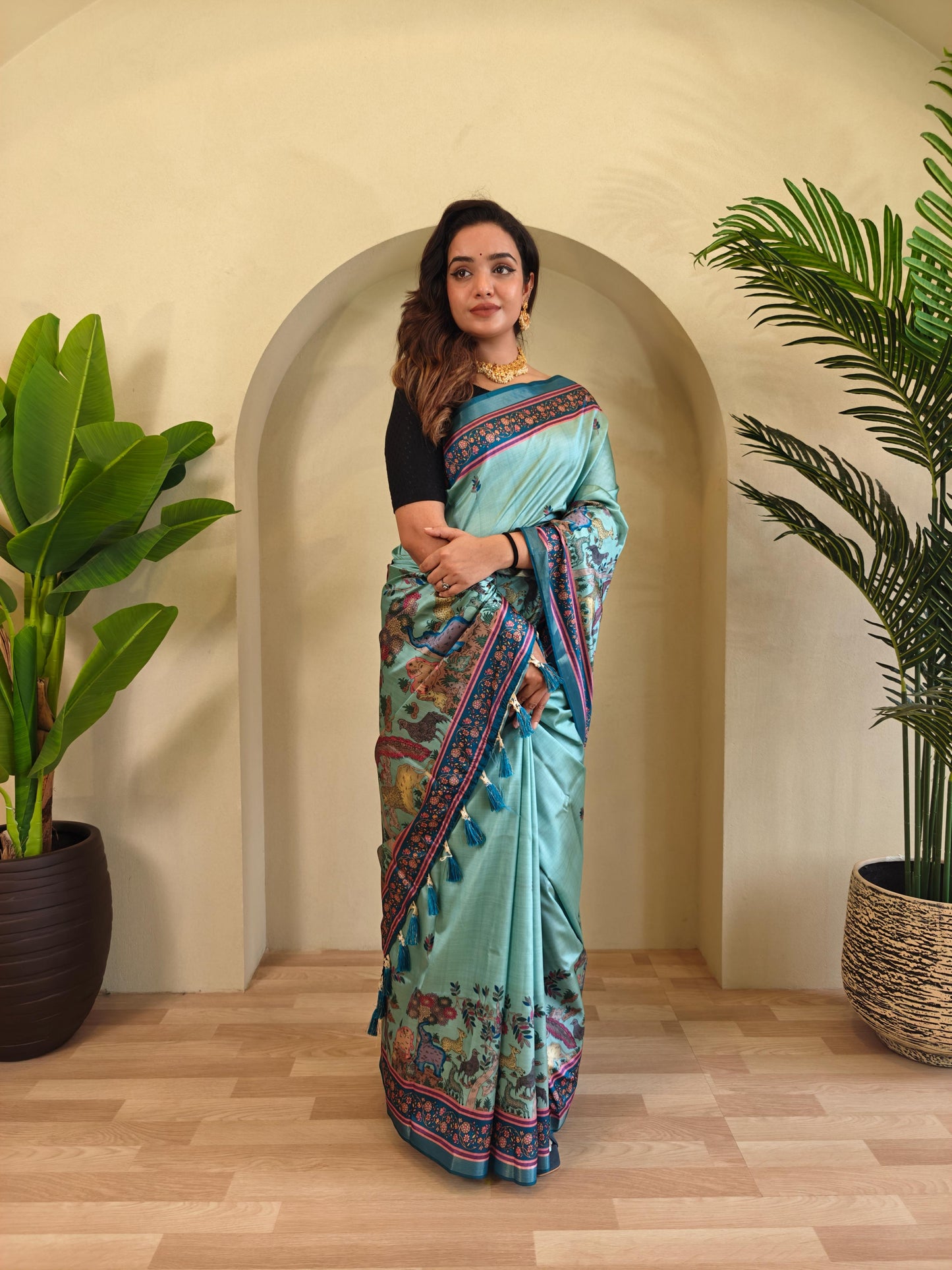 Kayatri Beautiful Kalamkari Digital Print Saree