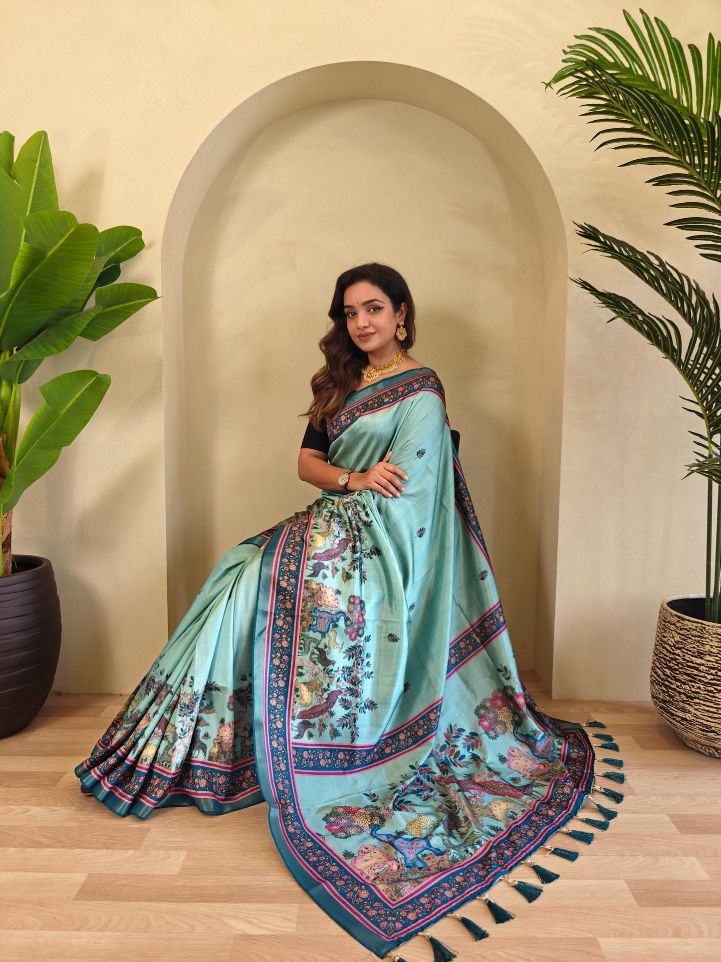 Kayatri Beautiful Kalamkari Digital Print Saree