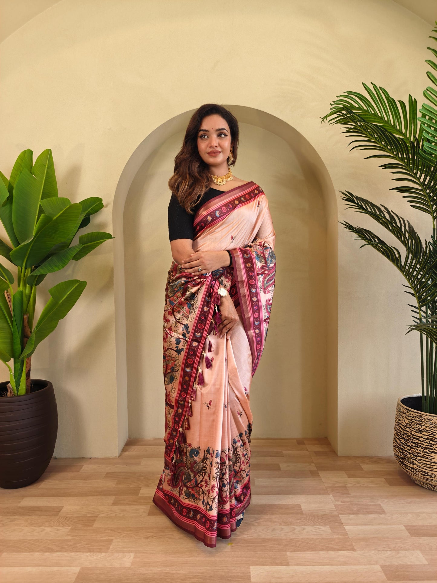 Kayatri Beautiful Kalamkari Digital Print Saree