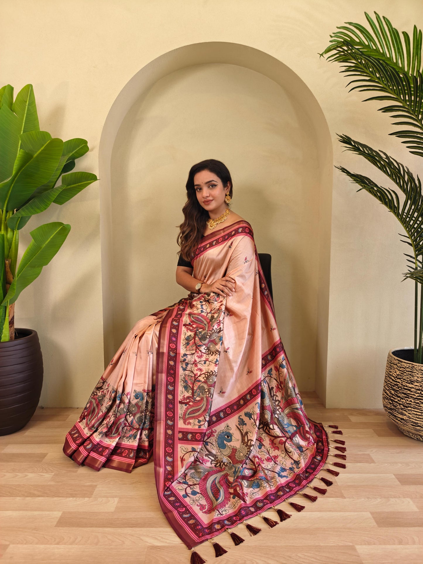 Kayatri Beautiful Kalamkari Digital Print Saree