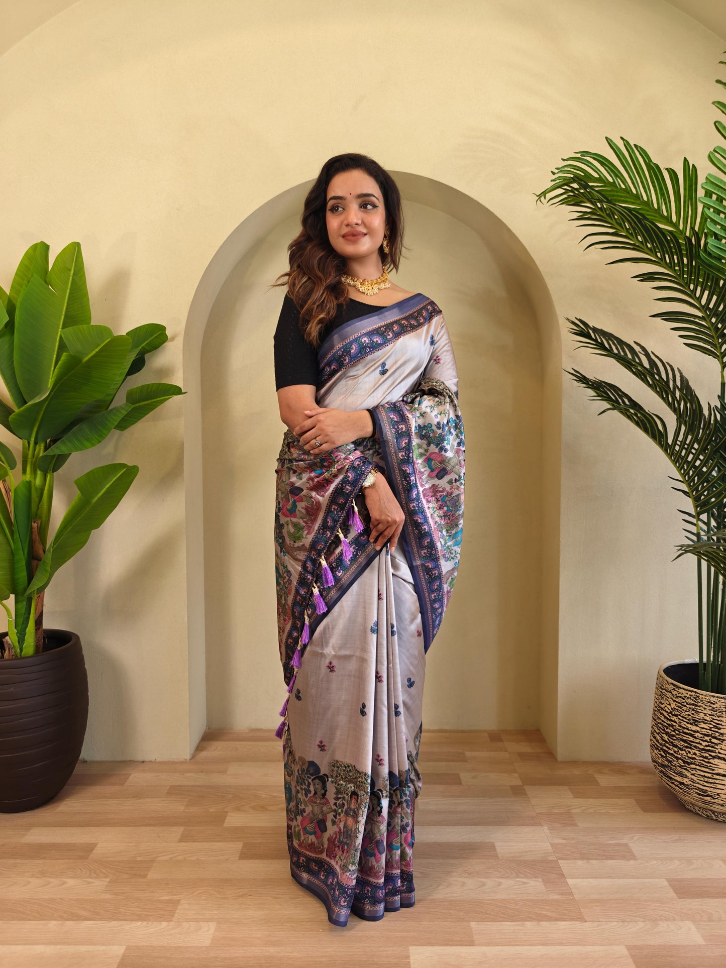 Kayatri Beautiful Kalamkari Digital Print Saree