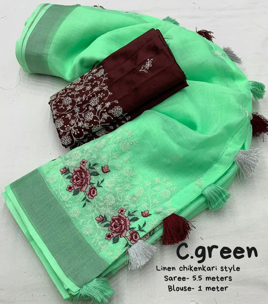 Kayatri Beautifull combination of white thread and multicolor emboridary Saree
