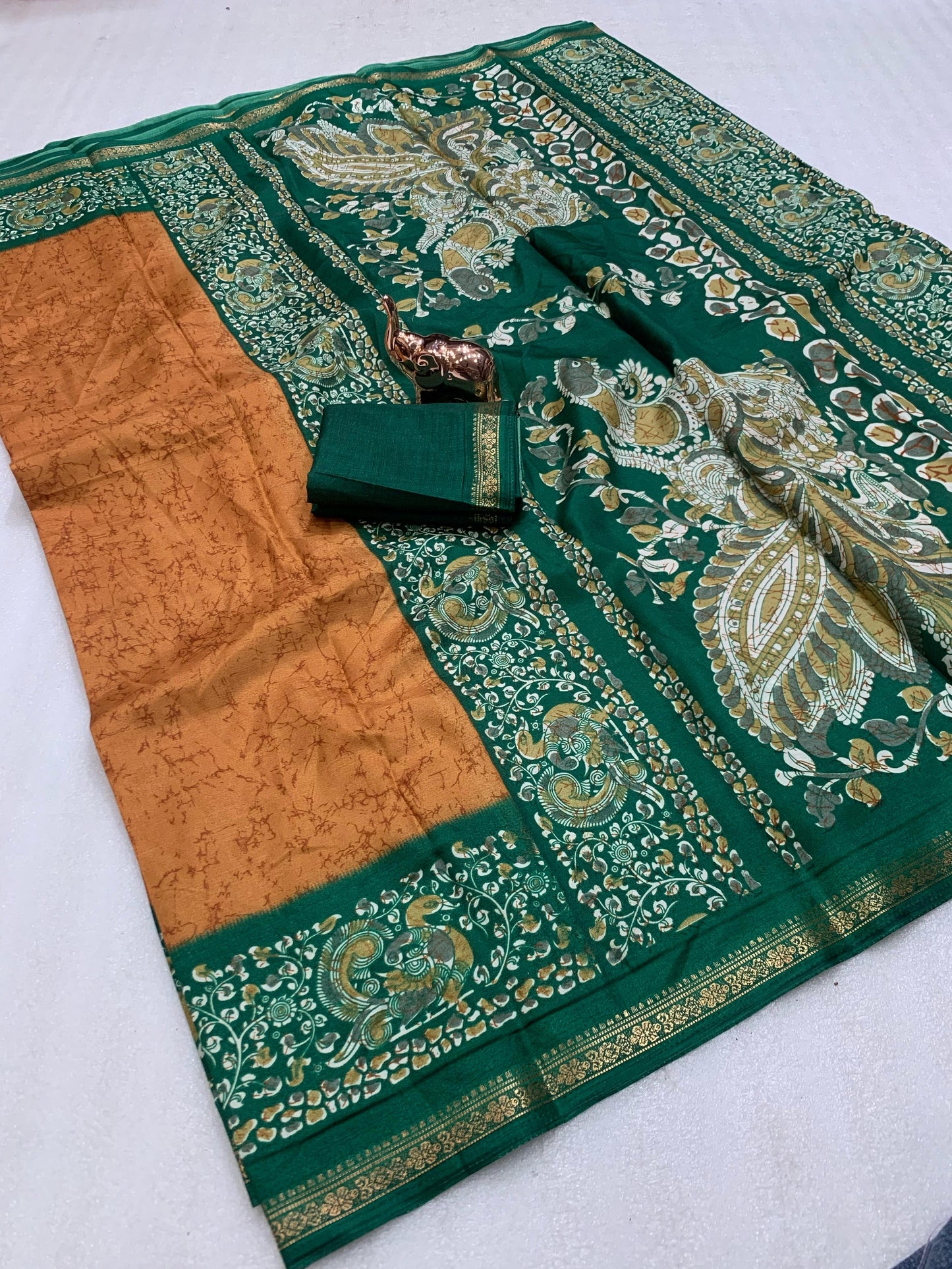 Kayatri Rich printed Kalamkari Pallu Dola Silk Saree