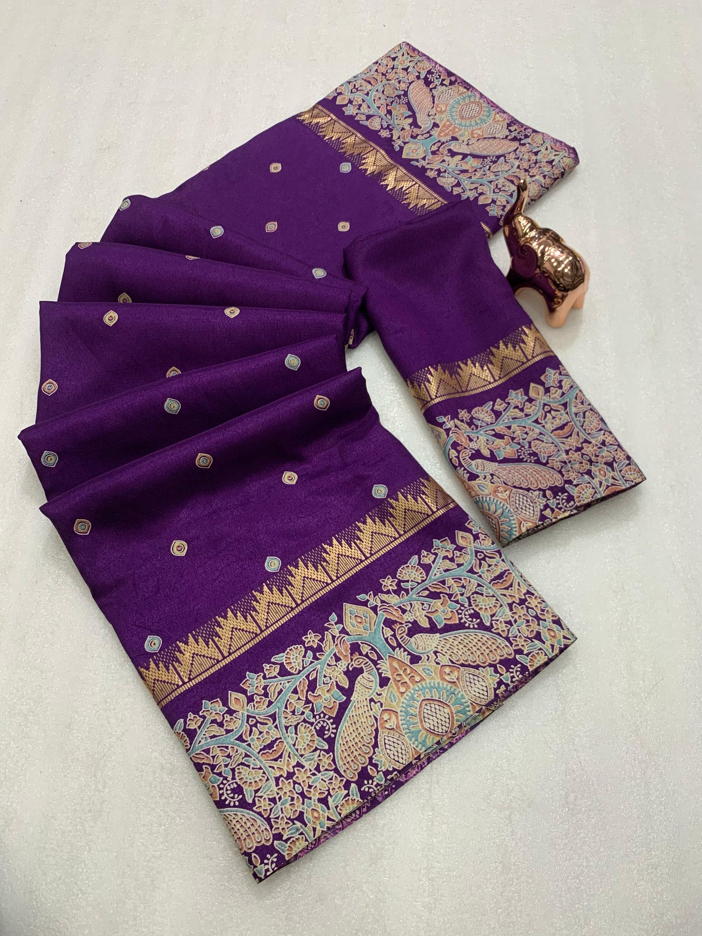 Kayatri New Pure soft Tusser Batik Peacock Printed saree