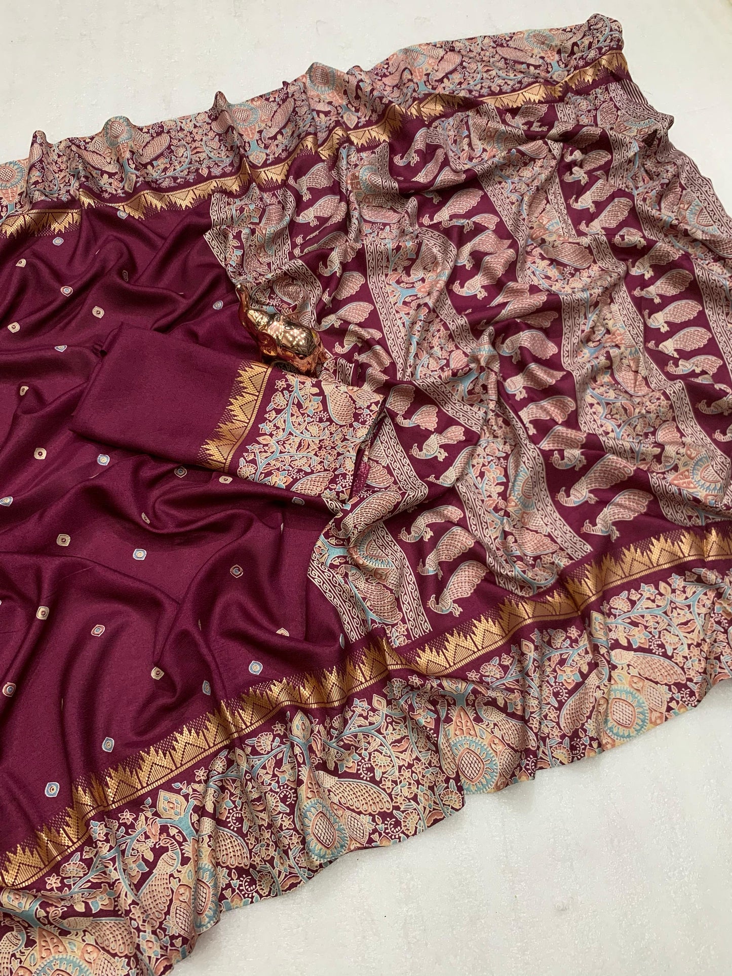 Kayatri New Pure soft Tusser Batik Peacock Printed saree