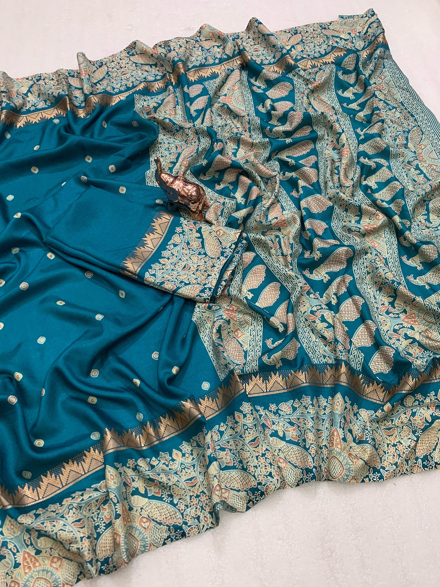 Kayatri New Pure soft Tusser Batik Peacock Printed saree