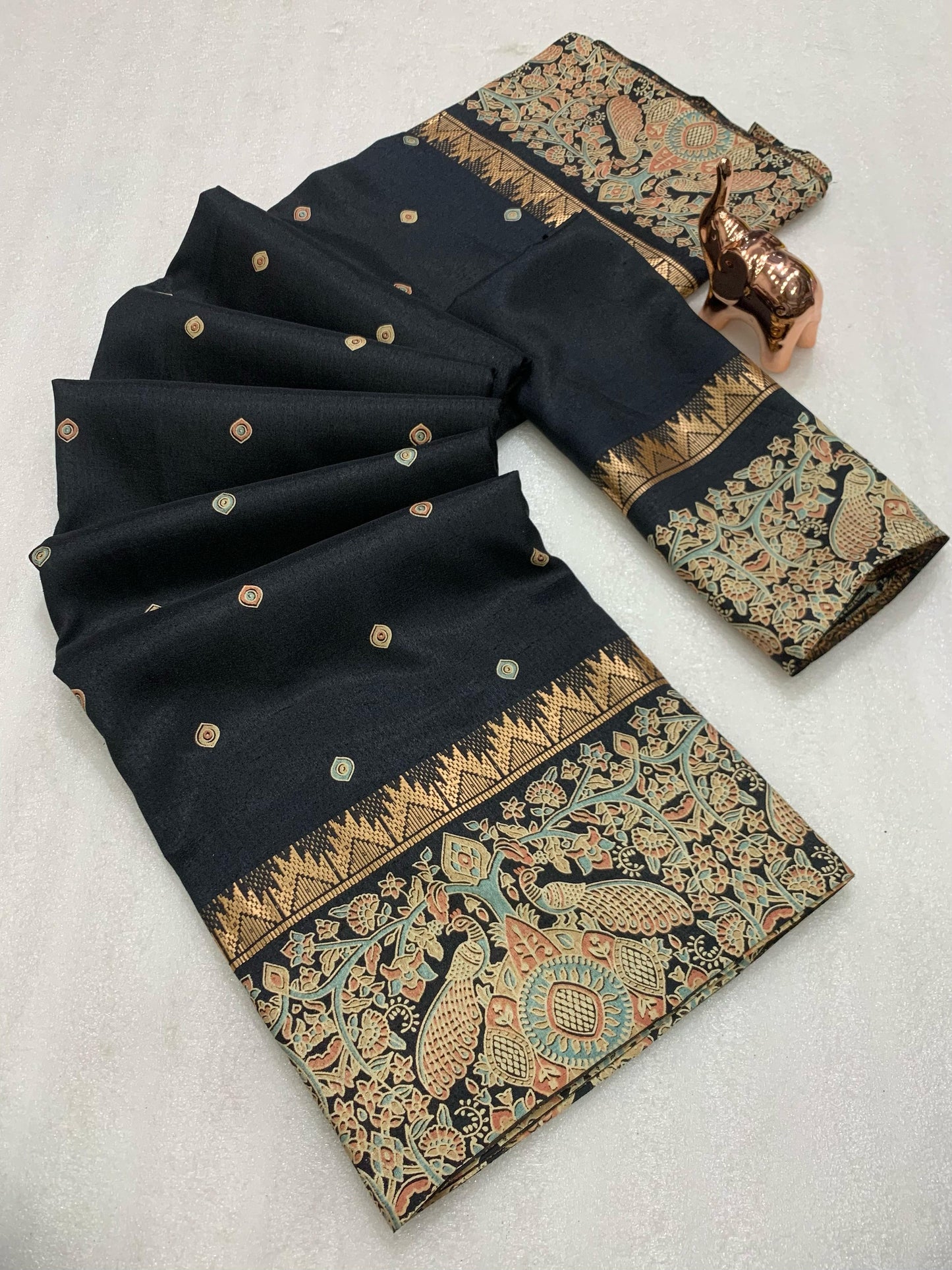 Kayatri New Pure soft Tusser Batik Peacock Printed saree
