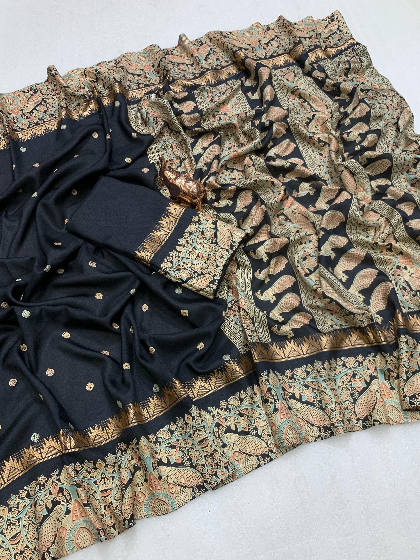 Kayatri New Pure soft Tusser Batik Peacock Printed saree