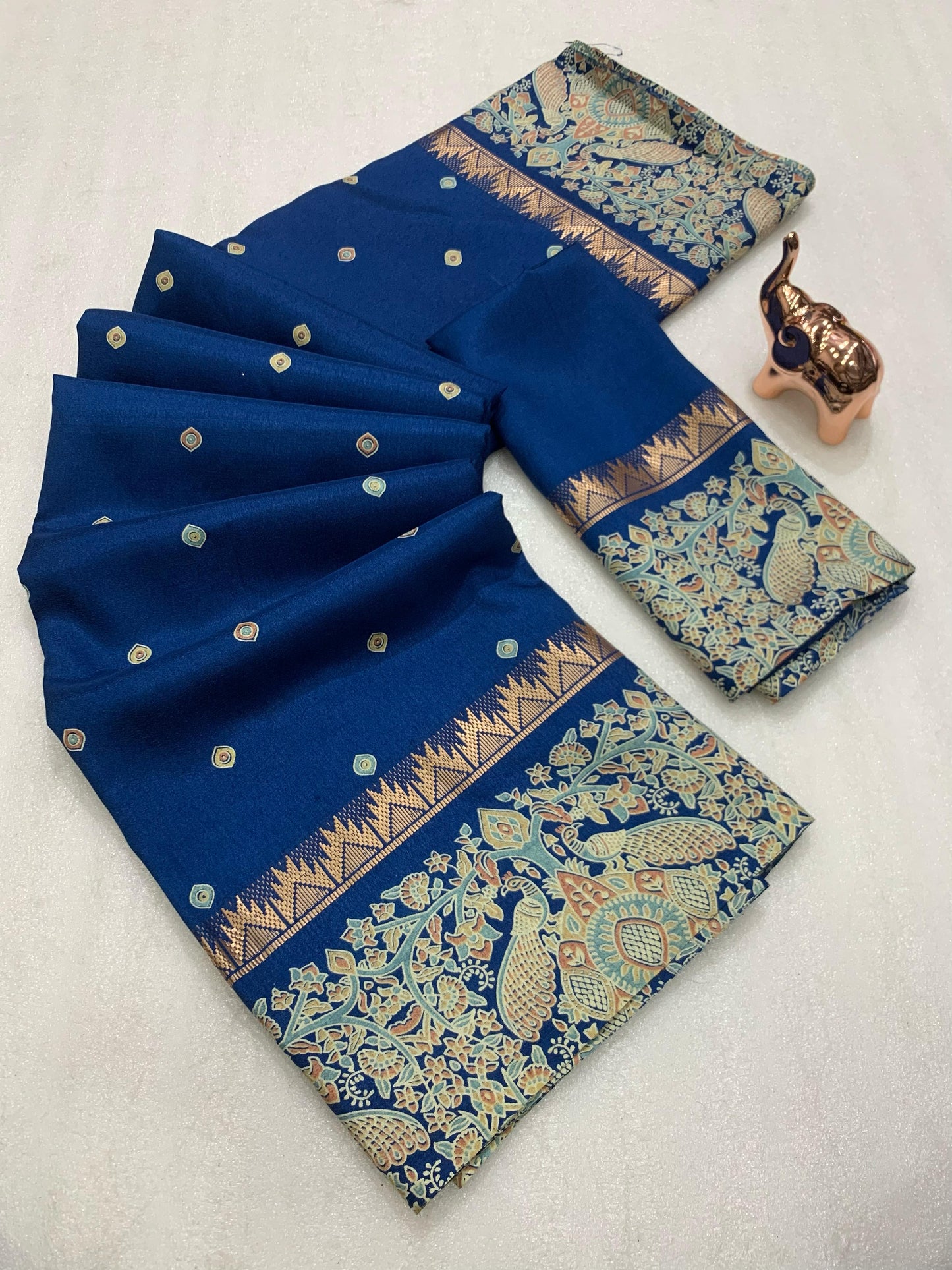 Kayatri New Pure soft Tusser Batik Peacock Printed saree