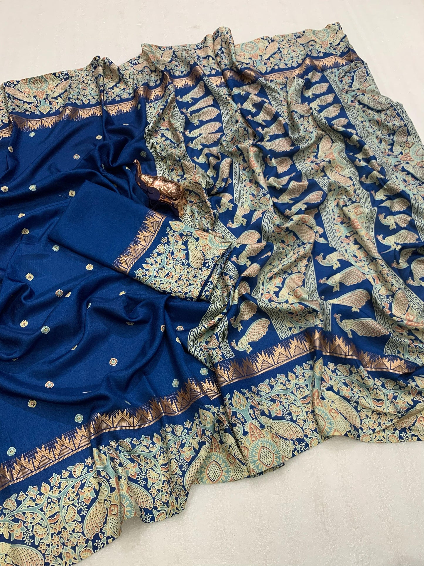 Kayatri New Pure soft Tusser Batik Peacock Printed saree