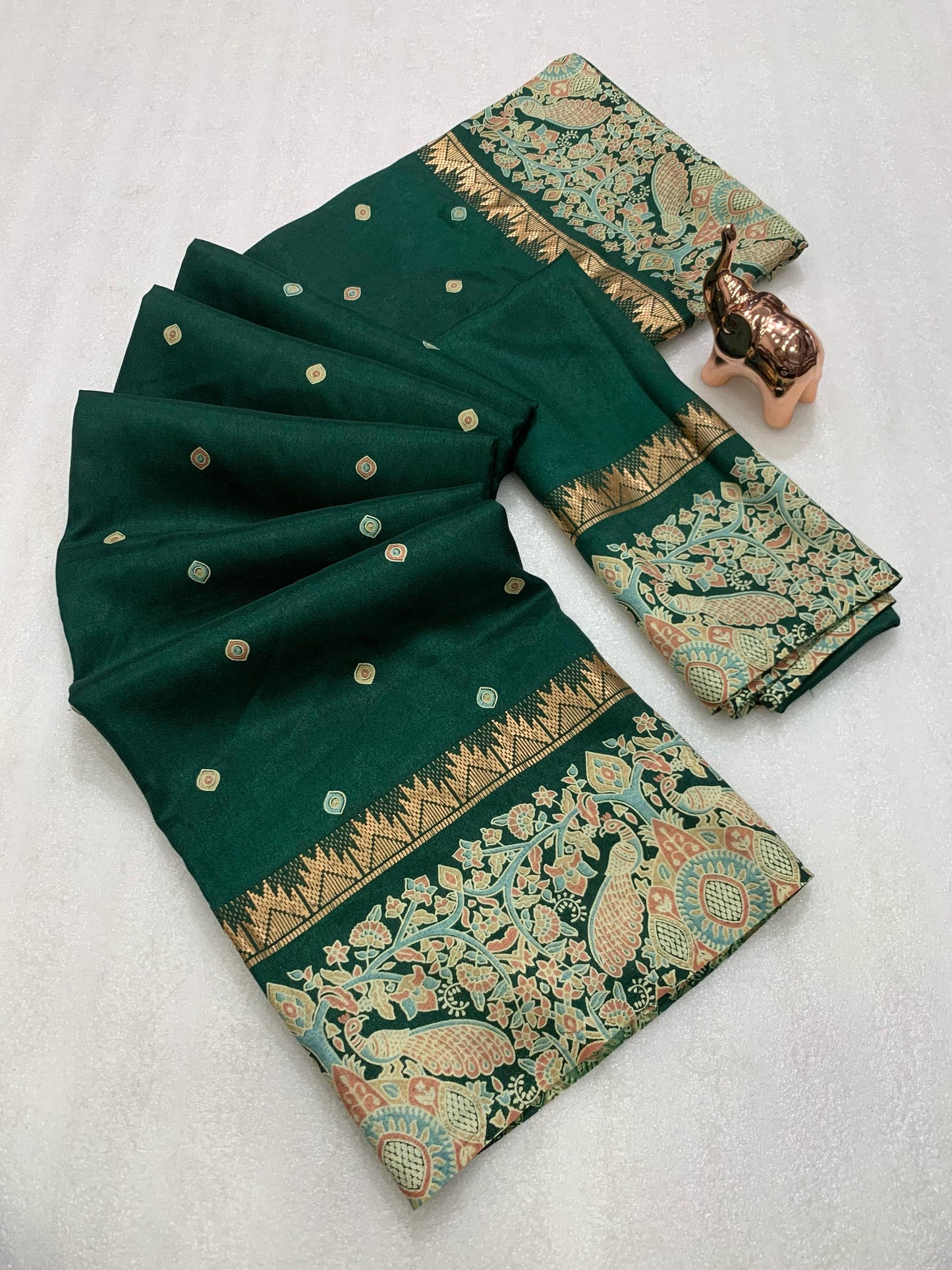 Kayatri New Pure soft Tusser Batik Peacock Printed saree