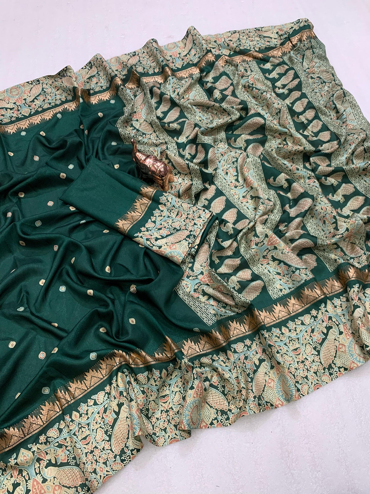 Kayatri New Pure soft Tusser Batik Peacock Printed saree