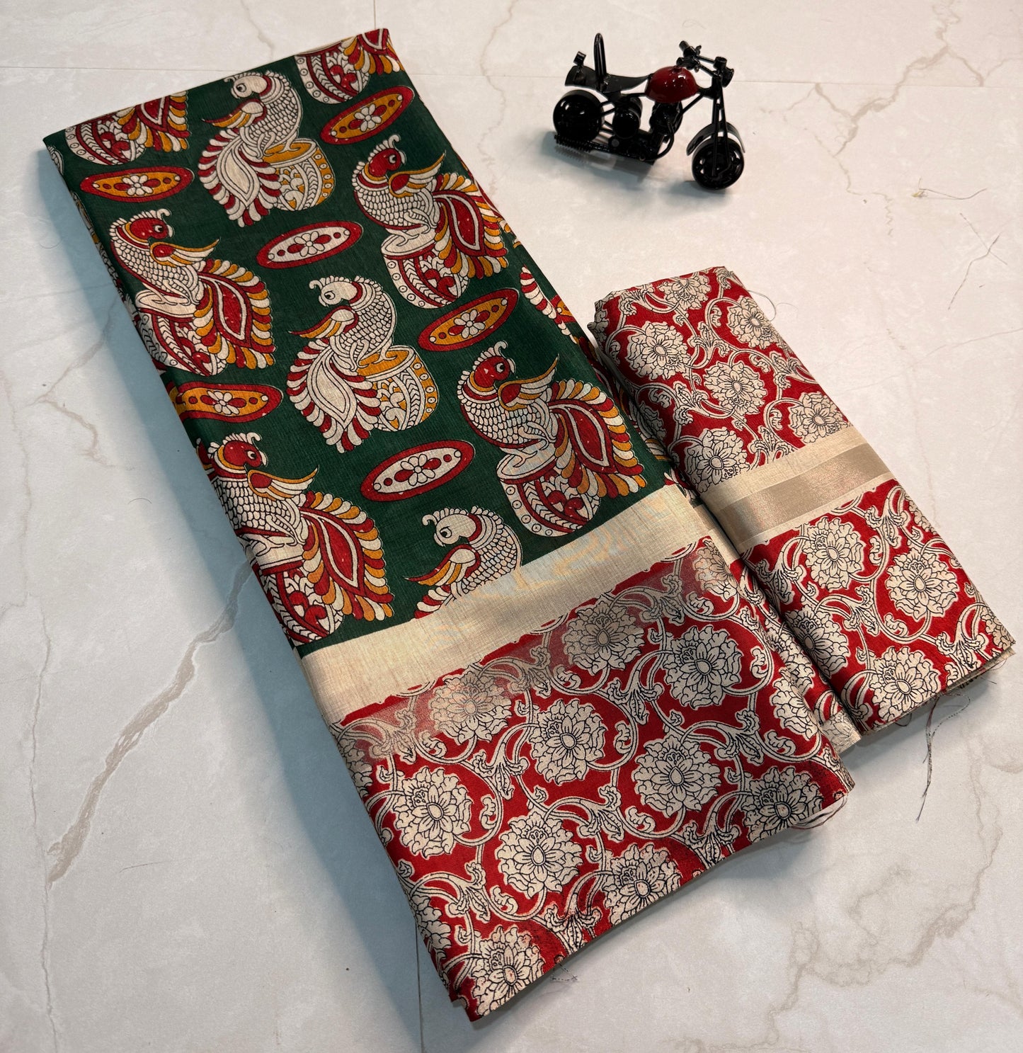 Kayatri New Kalamkari Print Soft Cotton Silk Saree