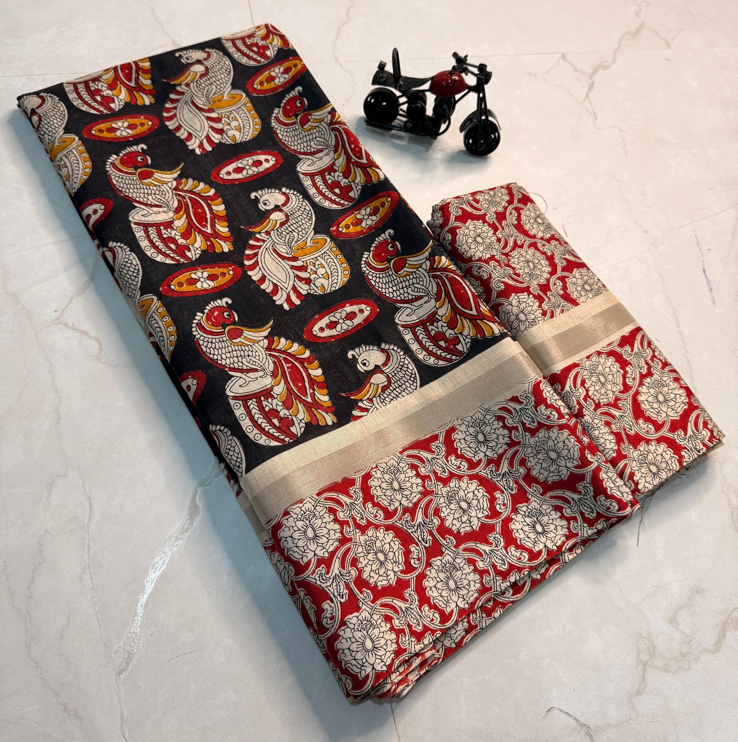 Kayatri New Kalamkari Print Soft Cotton Silk Saree