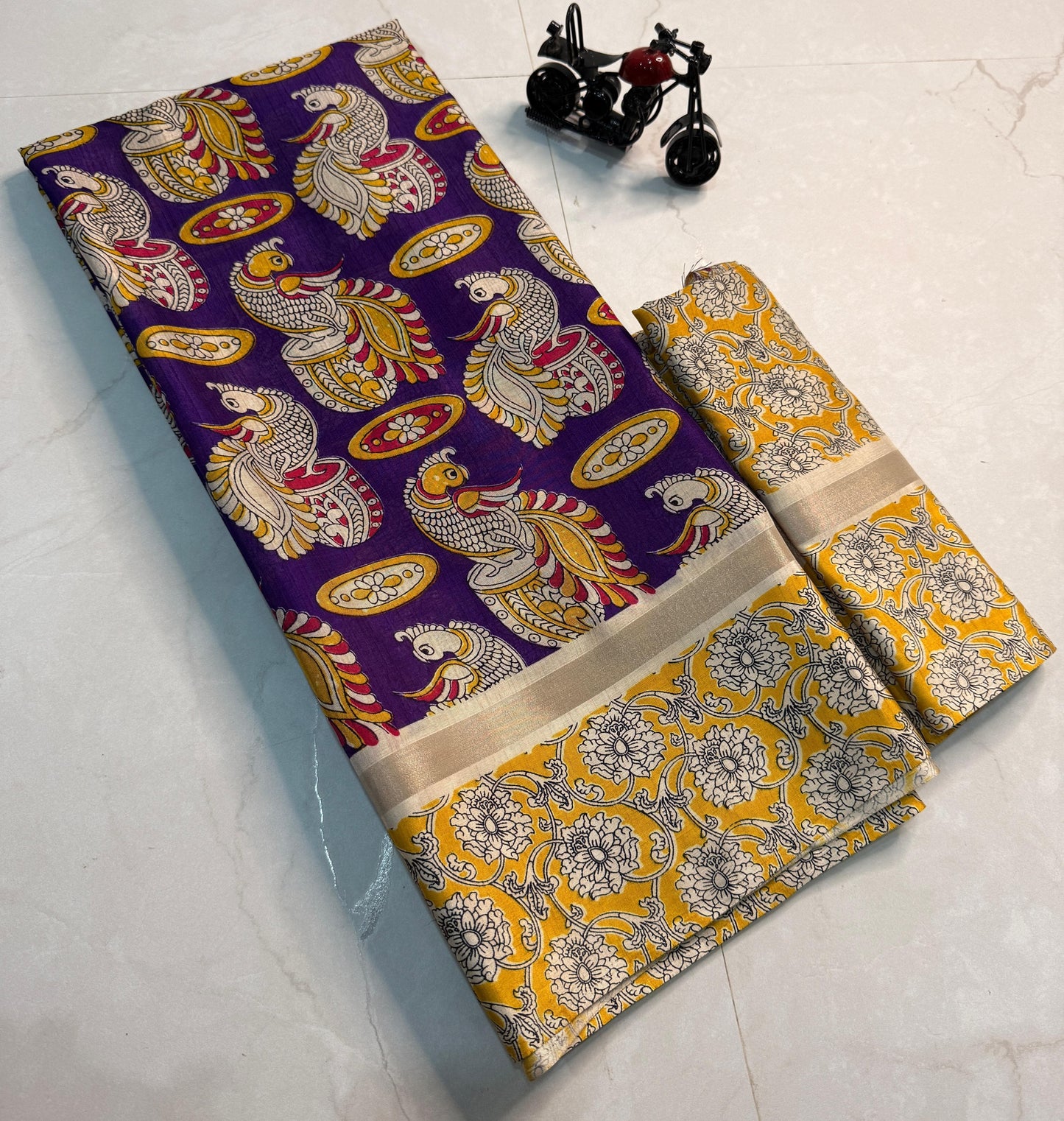 Kayatri New Kalamkari Print Soft Cotton Silk Saree