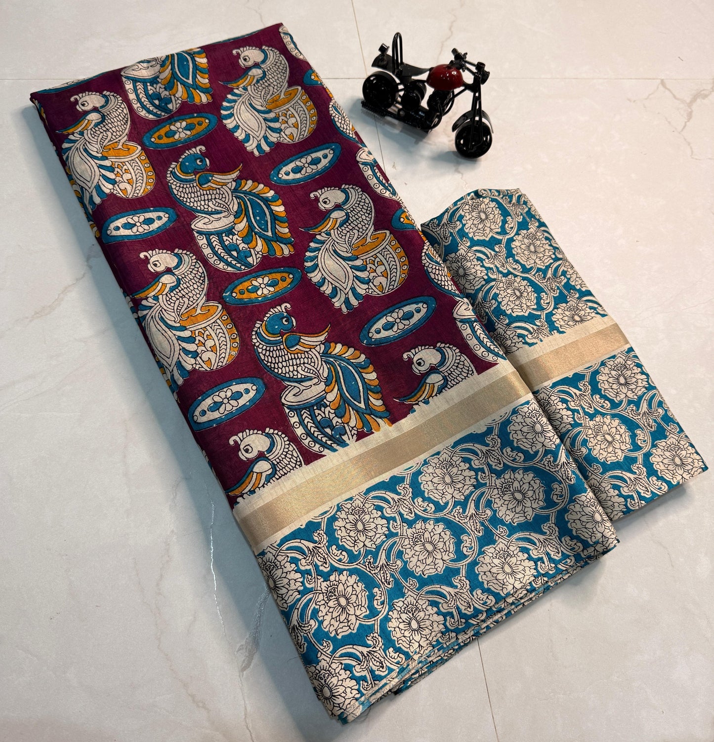 Kayatri New Kalamkari Print Soft Cotton Silk Saree
