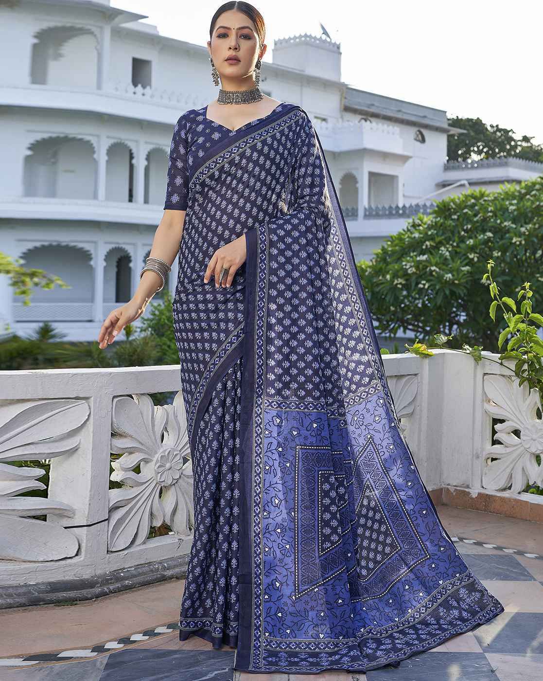 Kayatri New Pure Cotton Fancy Block Print Saree