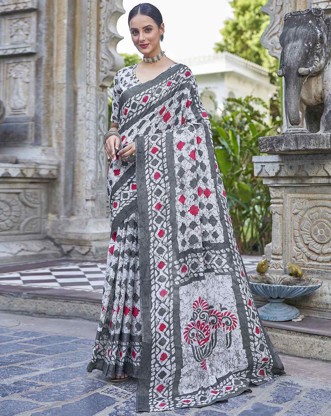 Kayatri New Pure Cotton Fancy Block Print Saree