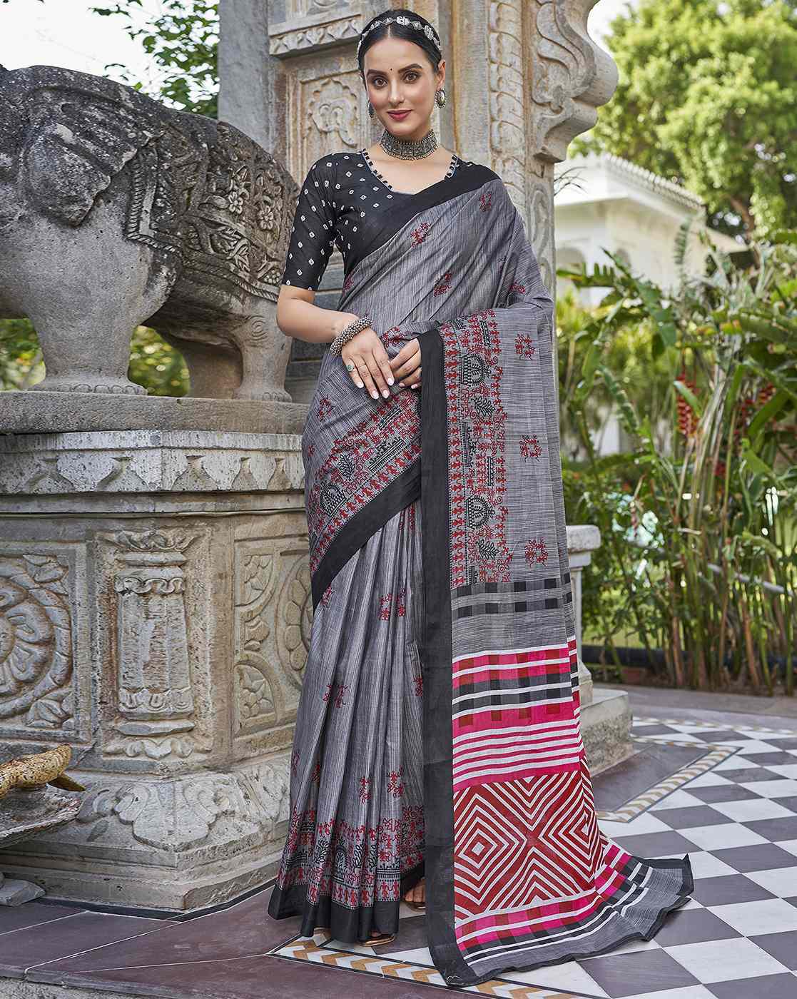 Kayatri New Pure Cotton Fancy Block Print Saree