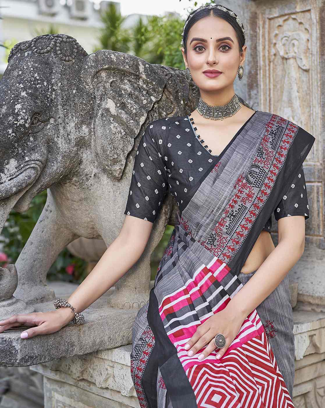 Kayatri New Pure Cotton Fancy Block Print Saree