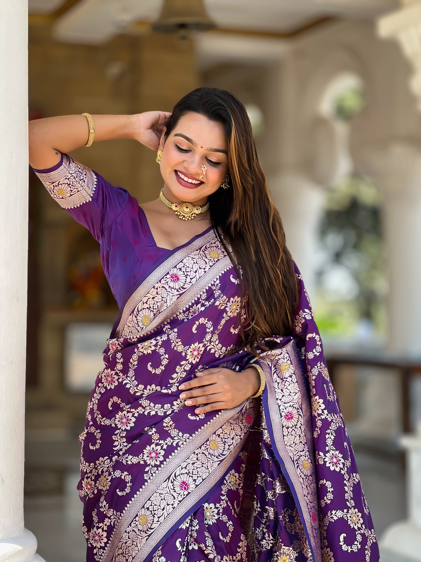 Kayatri New Pure Banarasi Silk With Meenakari Zari Weaving Saree