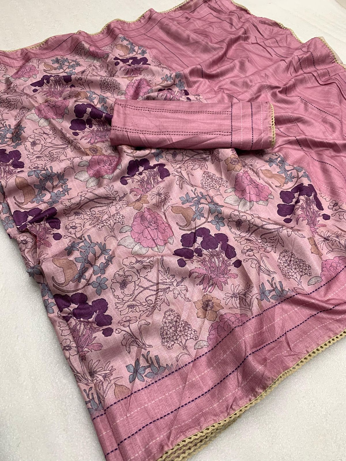 Kayatri New Ajrakh Printed with Rich Pallu & Fancy Border Saree