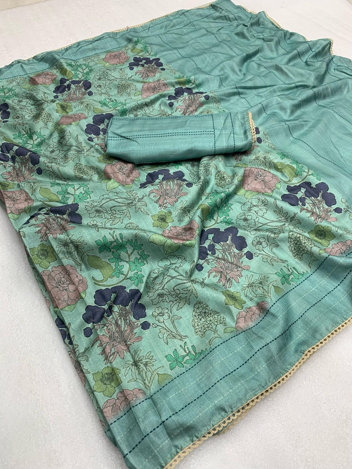 Kayatri New Ajrakh Printed with Rich Pallu & Fancy Border Saree