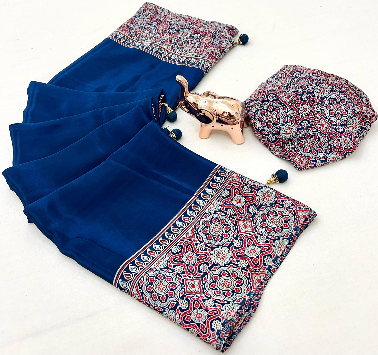 Kayatri New Pure Satin Ajrakh Print Saree