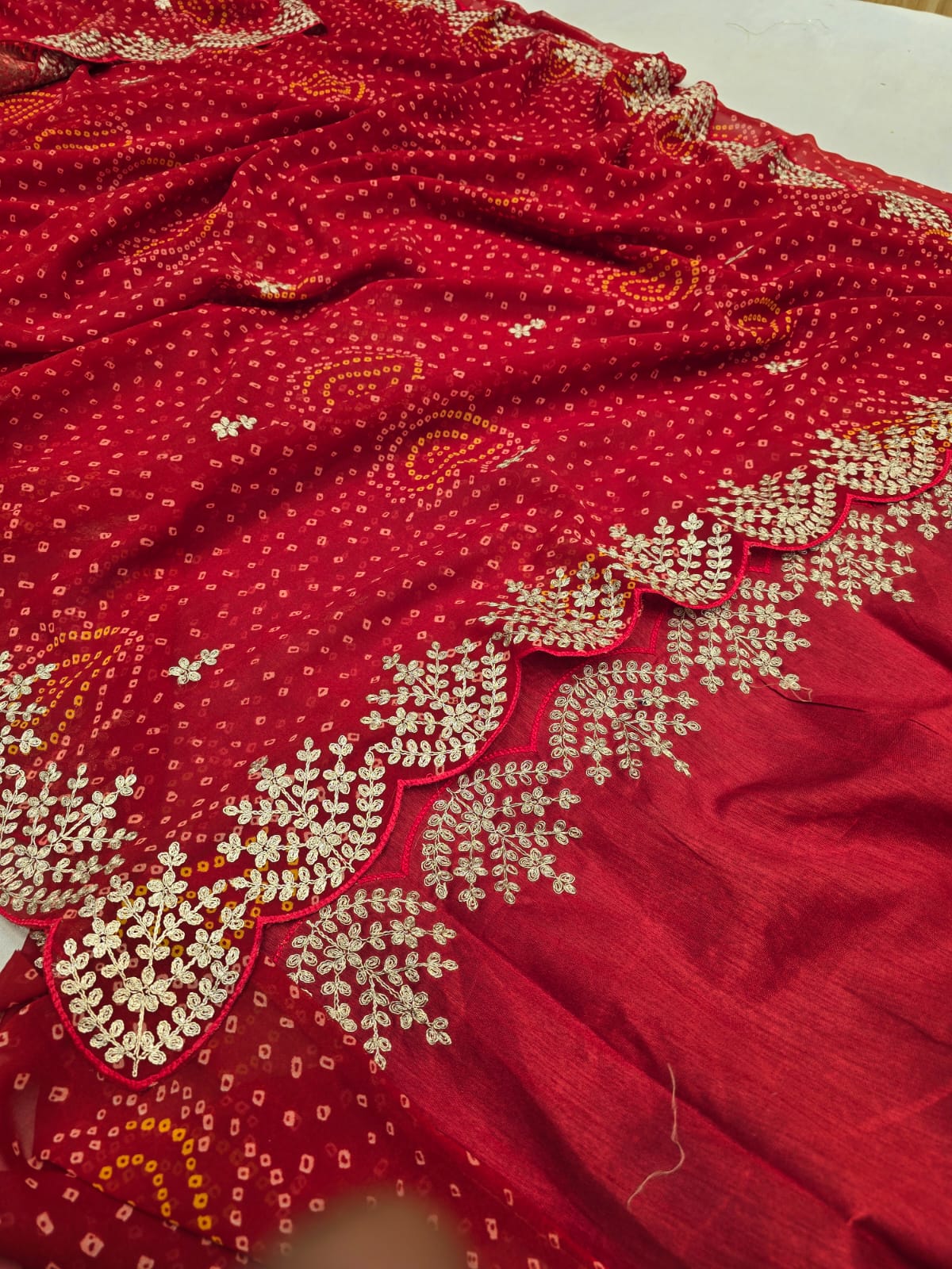 Kayatri New Georgette Pita Zari With Cutwork Border Saree