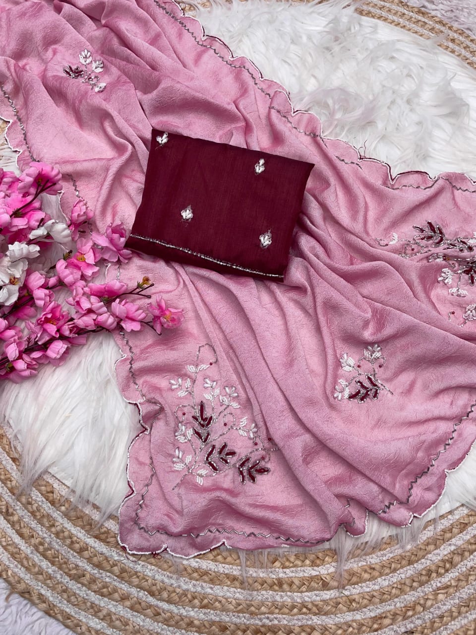 Kayatri New Rongoli Karsh Cutdana Handwork Saree