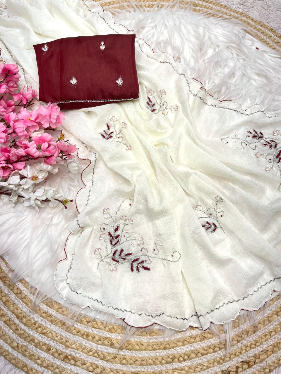 Kayatri New Rongoli Karsh Cutdana Handwork Saree