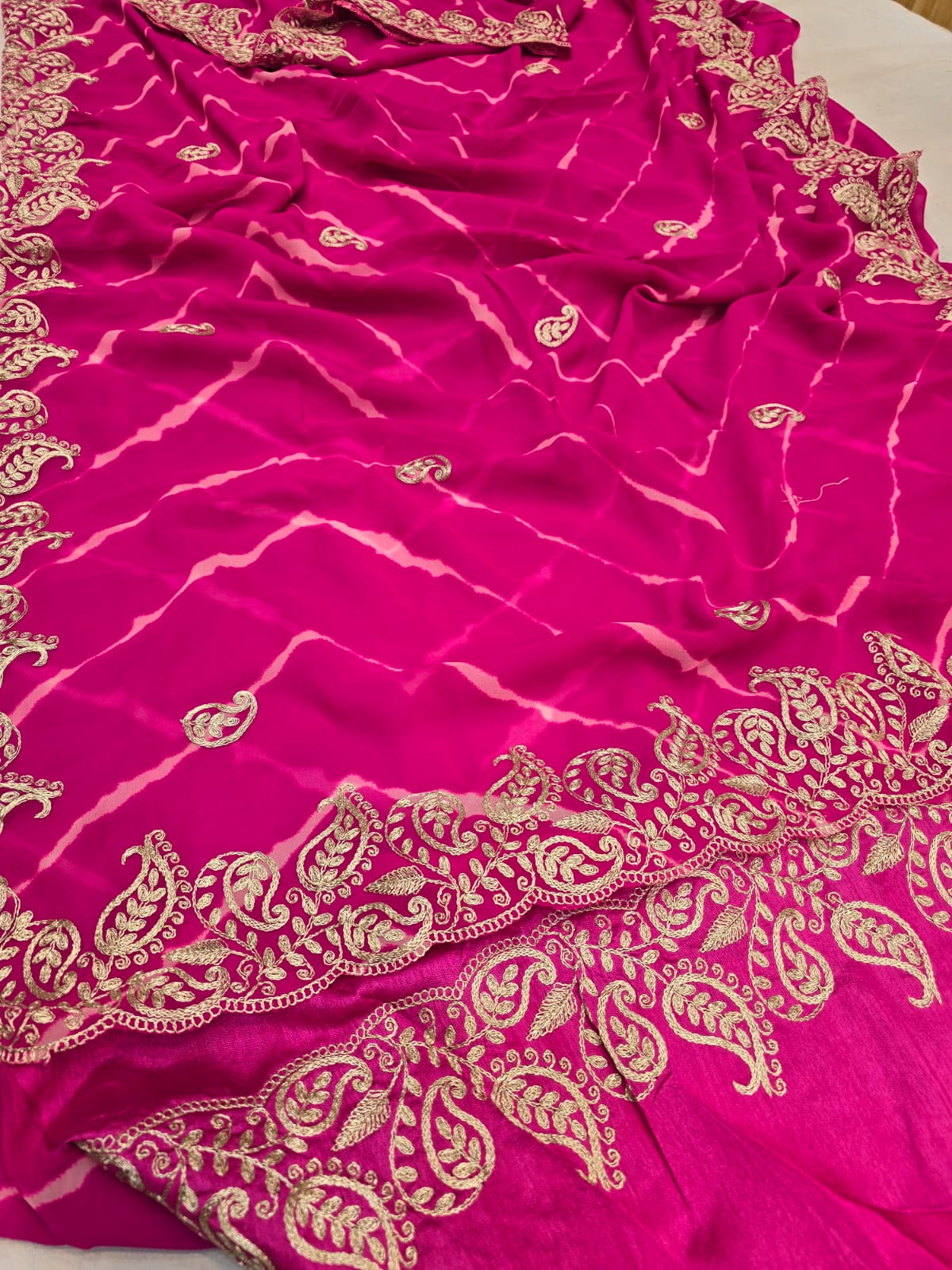 Kayatri New Pure Georgette Codding Pita Work Saree