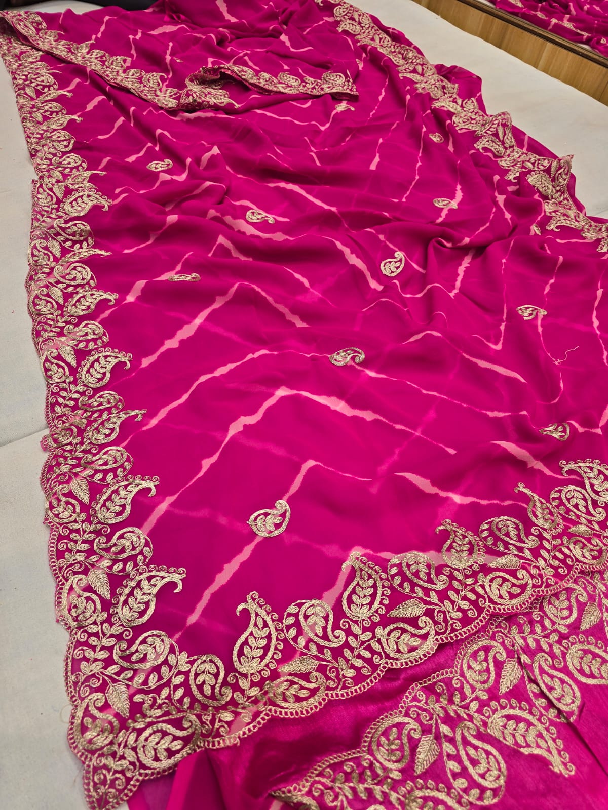 Kayatri New Pure Georgette Codding Pita Work Saree