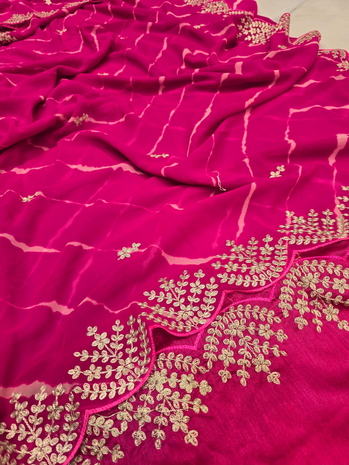 Kayatri New Pure Georgette Codding Pita Work Saree