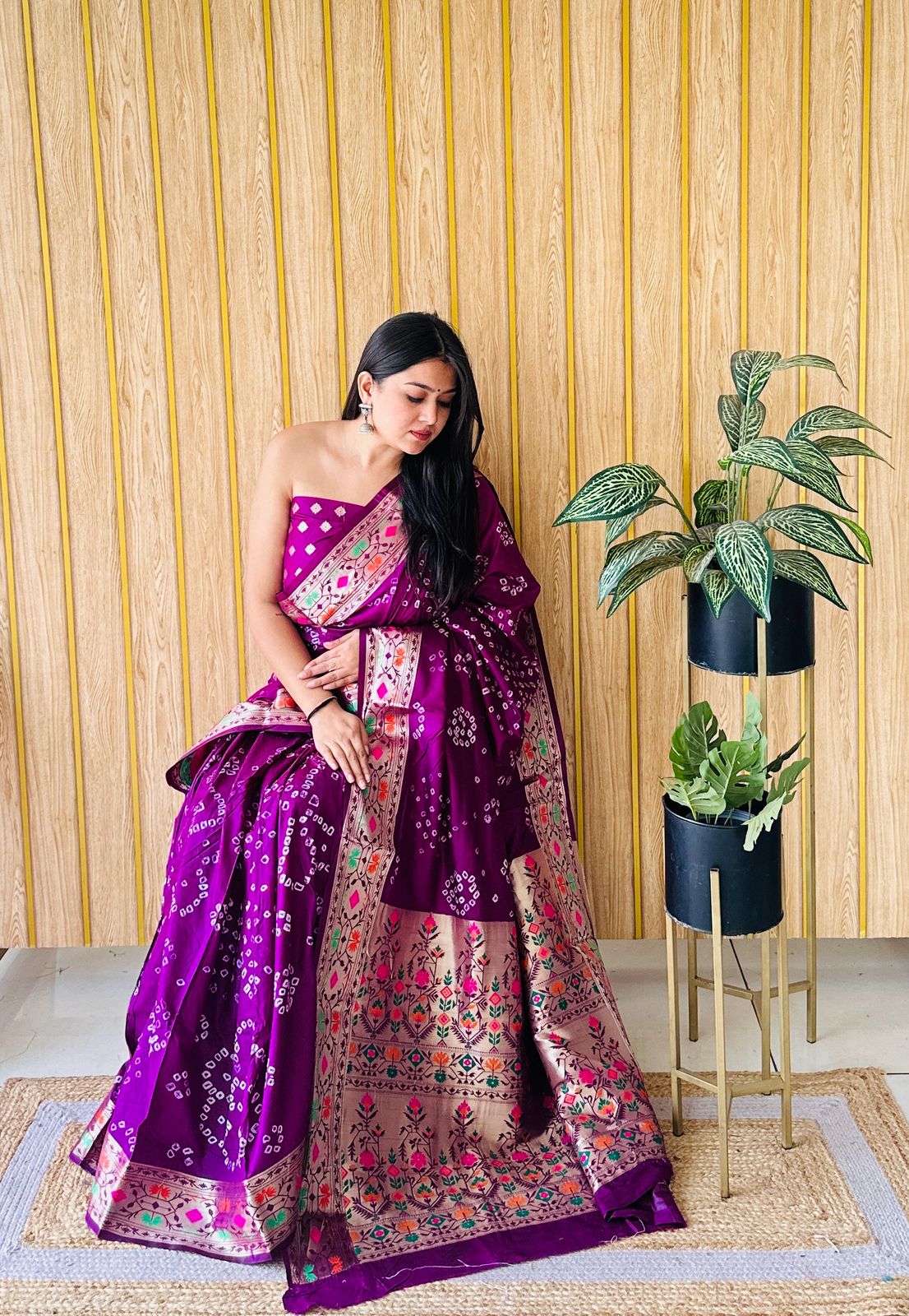 Kayatri New Pure Paithani Bandhej Patola Border Saree