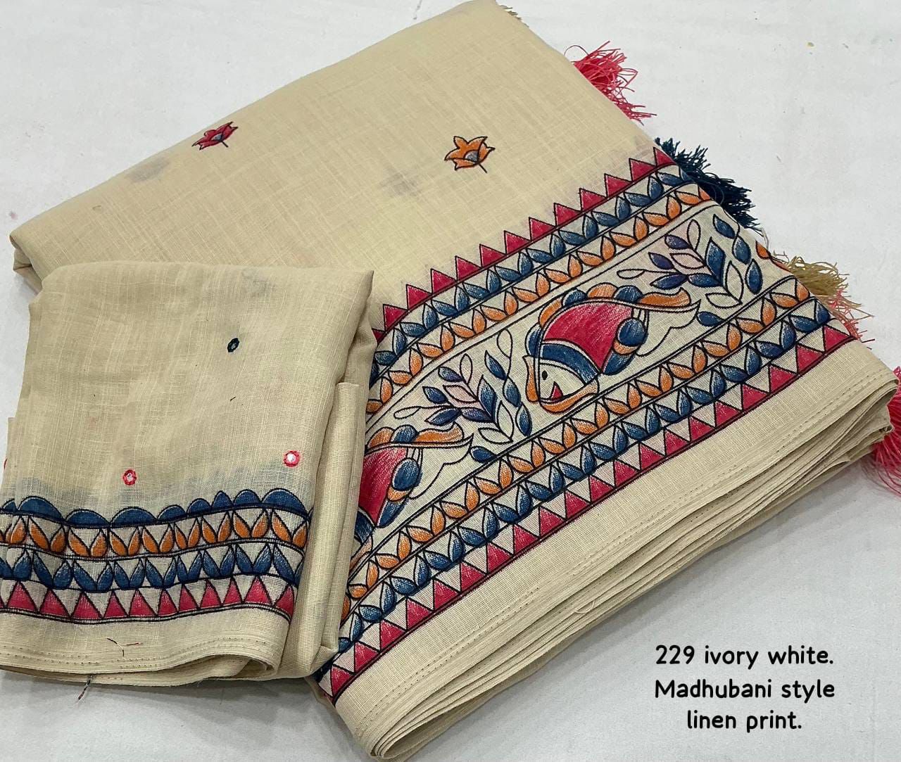 Kayatri New Soft Linen Madhubani Style Peints Saree